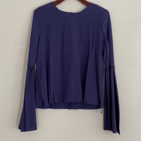 MO:VINT Dusty Blue Bell Sleeve Top - Picture 7 of 9